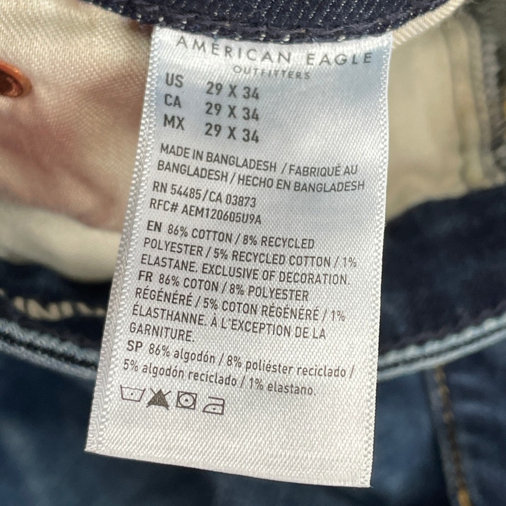 American Eagle Jeans Mens 29x34 Blue Airflex+ Skinny After Midnight Stretch - Picture 5 of 11